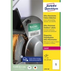   AVERY ZWECKFORM Etikett, univerzális, 210x297 mm, extra erős, polietilén, AVERY ZWECKFORM, 40 etikett/csomag