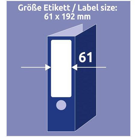 AVERY ZWECKFORM Iratrendező etikett, univerzális, 61x192 mm, AVERY ZWECKFORM, 40 etikett/csomag