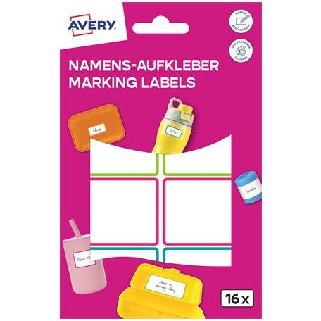 AVERY ZWECKFORM Címke, műanyag, iskolai, 46x33 mm, kézzel írható, AVERY ZWECKFORM, színes, 16 címke/csomag