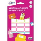 AVERY ZWECKFORM Címke, műanyag, iskolai, 31x15 mm, kézzel írható, AVERY ZWECKFORM, színes, 48 címke/csomag