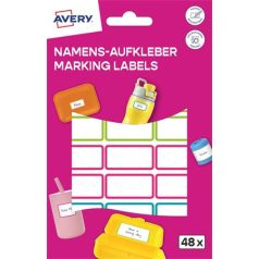   AVERY ZWECKFORM Címke, műanyag, iskolai, 31x15 mm, kézzel írható, AVERY ZWECKFORM, színes, 48 címke/csomag