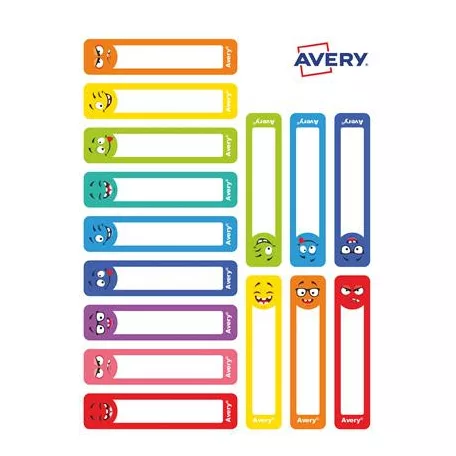 AVERY ZWECKFORM Etikett, tollcímke, 50x10 mm, kézzel írható, AVERY ZWECKFORM, vicces-színes, 30 etikett/csomag