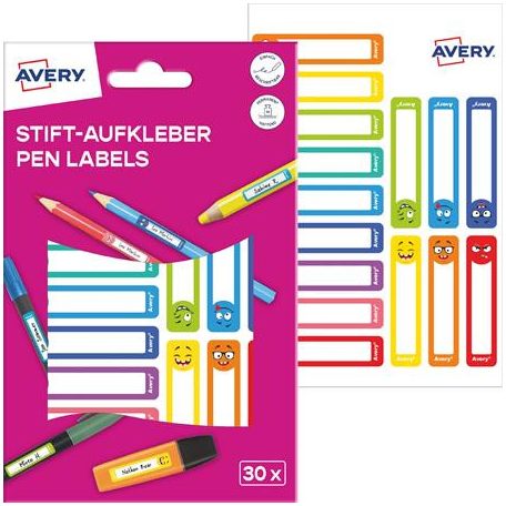 AVERY ZWECKFORM Etikett, tollcímke, 50x10 mm, kézzel írható, AVERY ZWECKFORM, vicces-színes, 30 etikett/csomag