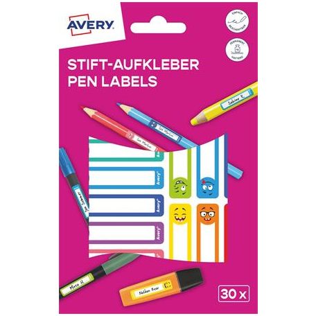 AVERY ZWECKFORM Etikett, tollcímke, 50x10 mm, kézzel írható, AVERY ZWECKFORM, vicces-színes, 30 etikett/csomag