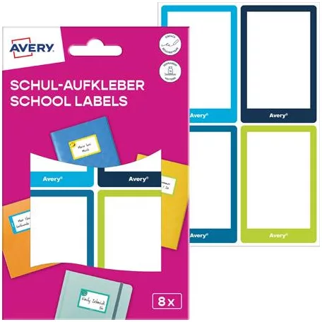AVERY ZWECKFORM Füzetcímke, 68x46 mm, kézzel írható, AVERY ZWECKFORM, színes, 8 címke/csomag