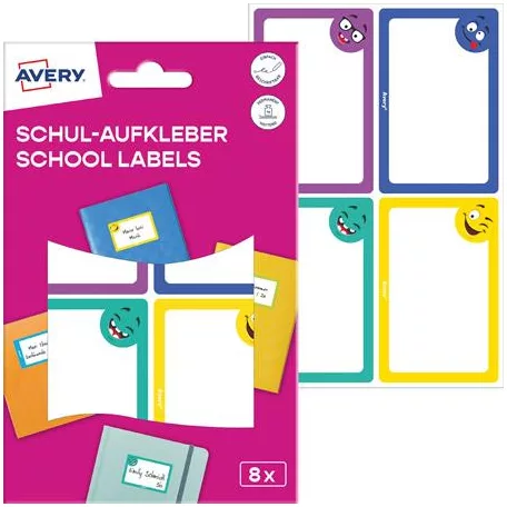 AVERY ZWECKFORM Füzetcímke, 68x46 mm, kézzel írható, AVERY ZWECKFORM, vicces, 8 címke/csomag