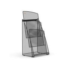   ALBA Prospektustartó, fémhálós, asztali, álló, A4, 3 rekesz, ALBA, fekete
