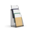 ALBA Prospektustartó, fémhálós, asztali, álló, A4, 3 rekesz, ALBA, fekete