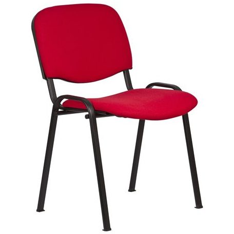 Tárgyalószék, szövetborítás, fekete fémváz, "Felicia, piros