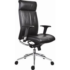   Főnöki szék, bőrborítás, ezüst színű lábkereszt, "Chicago 600 Adj", fekete