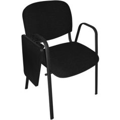   Tárgyalószék, fekete fémváz, kihajtható írótáblával, "Taurus", fekete