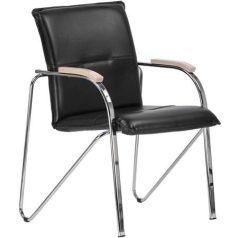   Tárgyalószék, műbőr borítás, krómozott acélváz, bükk karfa, "Sabina", fekete