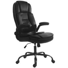   Főnöki szék, textil bőrborítás, felhajtható karfa, "Continental", fekete