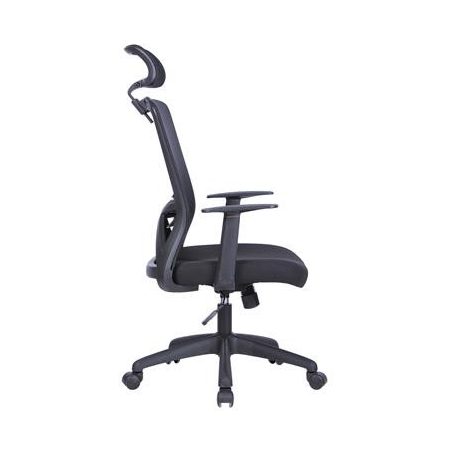 Irodai forgószék, szövetborítás, állítható dőlésszögű fejtámla, "Joy", fekete