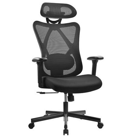 Irodai forgószék, szövetborítás, állítható dőlésszögű fejtámla, "Cope HU", fekete