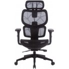 Irodai forgószék, hálós ülőlap és háttámla, fekete műanyag lábkereszt, "Humantech", fekete