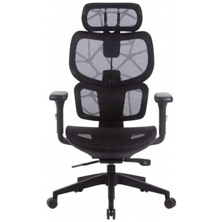 Irodai forgószék, hálós ülőlap és háttámla, fekete műanyag lábkereszt, "Humantech", fekete
