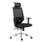 Irodai forgószék, fekete hálós háttámla, fekete szövet ülőlap, krómozott lábkereszt, "Edge"