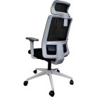 Irodai forgószék, fekete hálós háttámla, szövet ülőlap, szürke műanyag váz és lábkereszt,"Delfo"