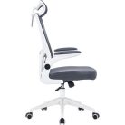 Irodai forgószék, szürke hálós háttámla, szürke szövetborítás, fehér műanyag váz és lábkererszt, "Mulberry"