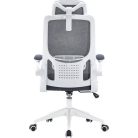 Irodai forgószék, szürke hálós háttámla, szürke szövetborítás, fehér műanyag váz és lábkererszt, "Mulberry"