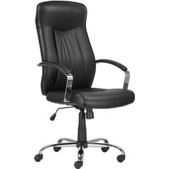   Főnöki szék, valódi bőr borítás, króm lábkereszt, "Montgomery XXL", fekete
