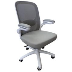   Irodai forgószék, szürke hálós háttámla, szövet ülőlap, fehér műanyag váz és lábkereszt,"Kea"