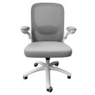 Irodai forgószék, szürke hálós háttámla, szövet ülőlap, fehér műanyag váz és lábkereszt,"Kea"