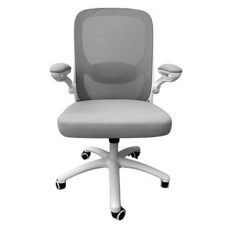 Irodai forgószék, szürke hálós háttámla, szövet ülőlap, fehér műanyag váz és lábkereszt,"Kea"