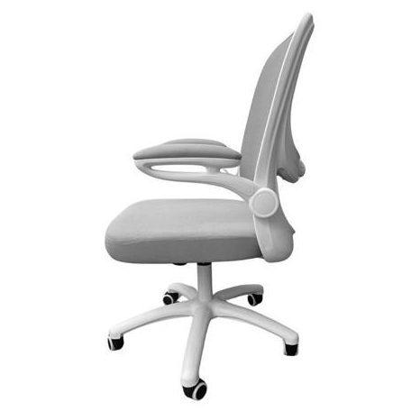 Irodai forgószék, szürke hálós háttámla, szövet ülőlap, fehér műanyag váz és lábkereszt,"Kea"