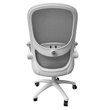 Irodai forgószék, szürke hálós háttámla, szövet ülőlap, fehér műanyag váz és lábkereszt,"Kea"