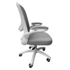 Irodai forgószék, szürke hálós háttámla, szövet ülőlap, fehér műanyag váz és lábkereszt,"Kea"