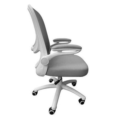 Irodai forgószék, szürke hálós háttámla, szövet ülőlap, fehér műanyag váz és lábkereszt,"Kea"