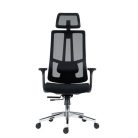 Irodai forgószék, fekete hálós háttámla, szövet ülőlap, állítható dőlésszögű fejtámla, krómozott lábkereszt,"Ruben"