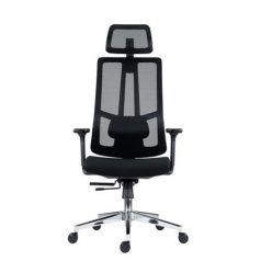   Irodai forgószék, fekete hálós háttámla, szövet ülőlap, állítható dőlésszögű fejtámla, krómozott lábkereszt,"Ruben"