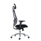 Irodai forgószék, fekete hálós háttámla, szövet ülőlap, állítható dőlésszögű fejtámla, krómozott lábkereszt,"Ruben"
