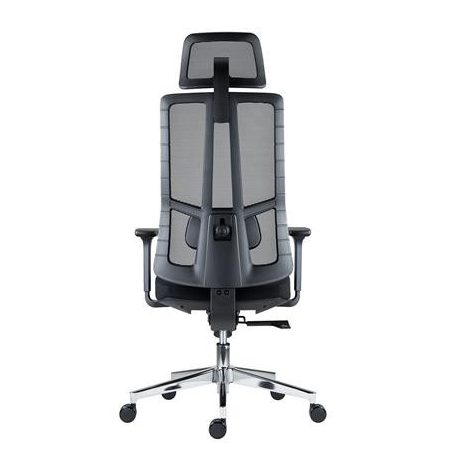 Irodai forgószék, fekete hálós háttámla, szövet ülőlap, állítható dőlésszögű fejtámla, krómozott lábkereszt,"Ruben"