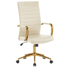   Irodai forgószék, textilbőr borítás, krómozott arany lábkereszt, "Golden 6", bézs