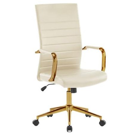 Irodai forgószék, textilbőr borítás, krómozott arany lábkereszt, "Golden 6", bézs