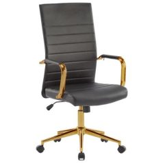   Irodai forgószék, textilbőr borítás, krómozott arany lábkereszt, "Golden 6", fekete