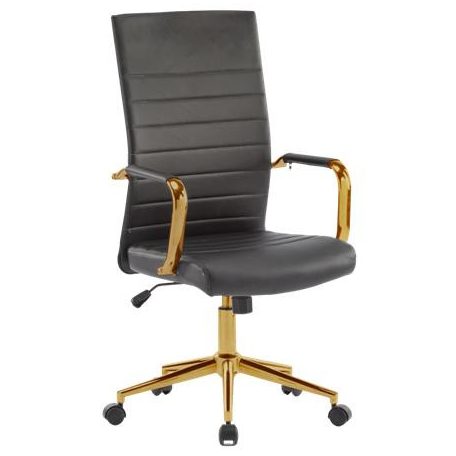 Irodai forgószék, textilbőr borítás, krómozott arany lábkereszt, "Golden 6", fekete