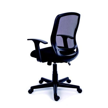 MAYAH Irodai szék, karfás, fekete szövetborítás, feszített hálós háttámla, fekete lábkereszt, MAYAH "Fun"