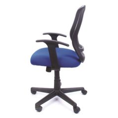   MAYAH Irodai szék, karfás, kék szövetborítás, feszített hálós háttámla, fekete lábkereszt, MAYAH "Fun"