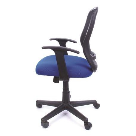 MAYAH Irodai szék, karfás, kék szövetborítás, feszített hálós háttámla, fekete lábkereszt, MAYAH "Fun"