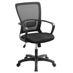   MAYAH Irodai szék, karfás, fekete szövetborítás, feszített hálós háttámla, fekete lábkereszt, MAYAH "Vega", fekete