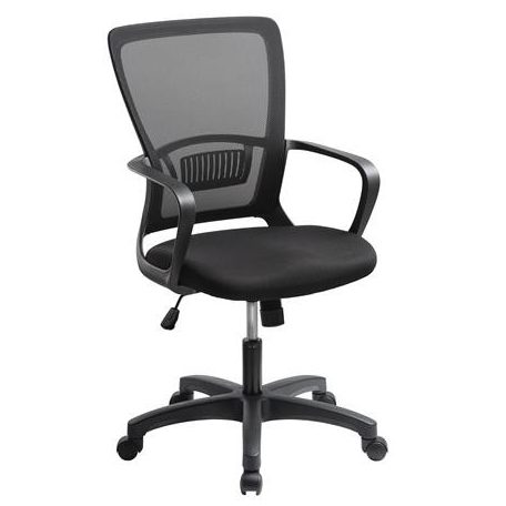 MAYAH Irodai szék, karfás, fekete szövetborítás, feszített hálós háttámla, fekete lábkereszt, MAYAH "Vega", fekete