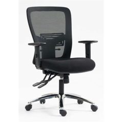   MAYAH Irodai szék, karfás, fekete szövetborítás, feszített hálós háttámla, fekete lábkereszt, MAYAH "HD", fekete