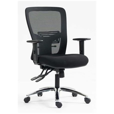 MAYAH Irodai szék, karfás, fekete szövetborítás, feszített hálós háttámla, fekete lábkereszt, MAYAH "HD", fekete