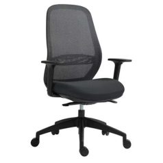   MAYAH Irodai szék, karfás, fekete szövetborítás, feszített hálós háttámla, fekete lábkereszt, MAYAH "Mid Chair II", fekete