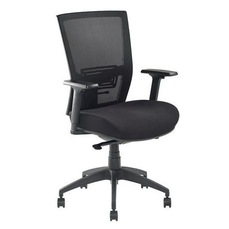 MAYAH Irodai szék, karfás, fekete szövetborítás, feszített hálós háttámla, fekete lábkereszt, MAYAH "Radar III", fekete